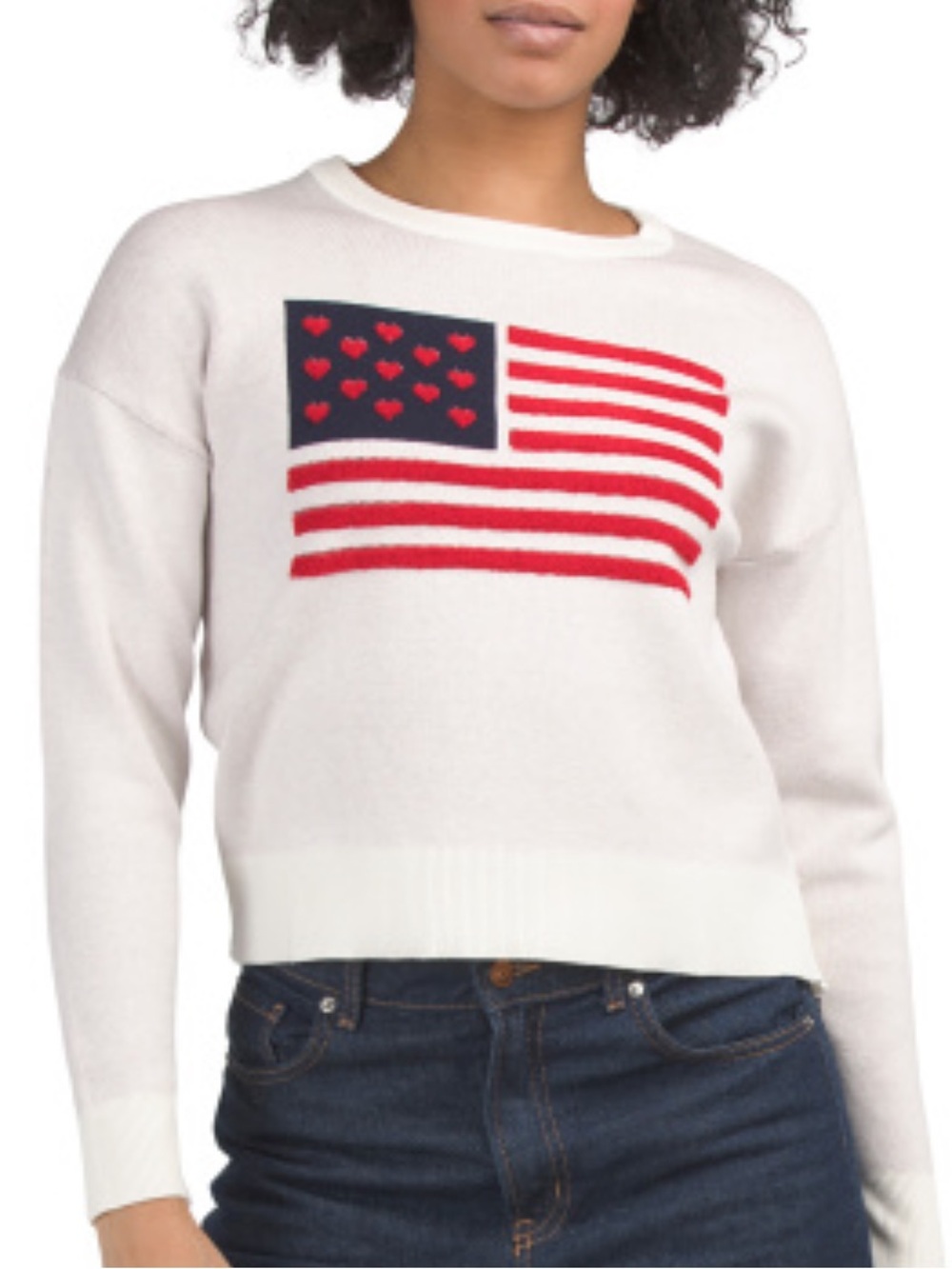 Kaily K Long Sleeve Flag Sweater